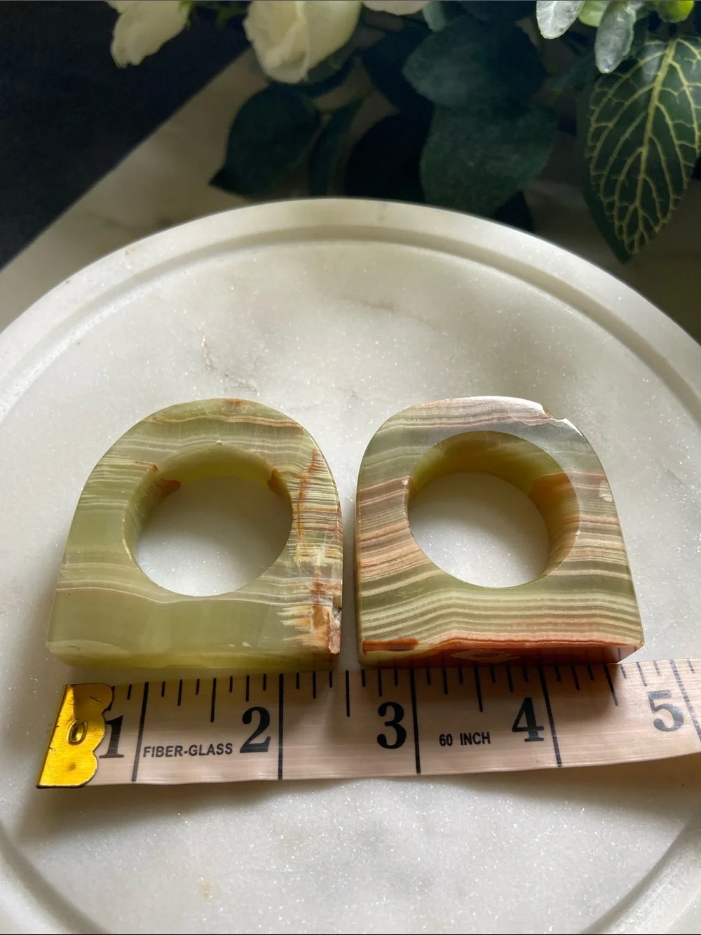 Onyx Stone Marvel Napkin Rings Holders Set of 2